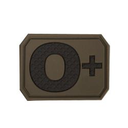 Patch groupe sanguin 0 positif Mil-Tec en PVC 3,8 x 2,8 cm - Vert olive