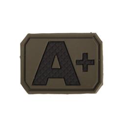 Patch groupe sanguin A positif Mil-Tec en PVC 3,8 x 2,8 cm - Vert olive