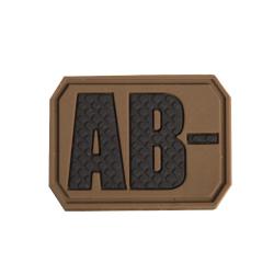 Patch groupe sanguin AB n&eacute;gatif Mil-Tec en PVC 3,8 x 2,8 cm - Coyote