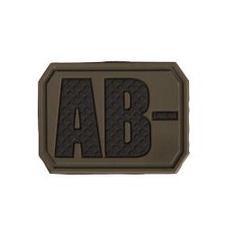 Patch groupe sanguin AB n&eacute;gatif Mil-Tec en PVC 3,8 x 2,8 cm - Vert olive