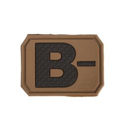 Patch groupe sanguin B n&eacute;gatif Mil-Tec en PVC 3,8 x 2,8 cm - Coyote