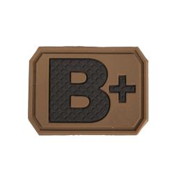 Patch groupe sanguin B positif Mil-Tec en PVC 3,8 x 2,8 cm - Coyote