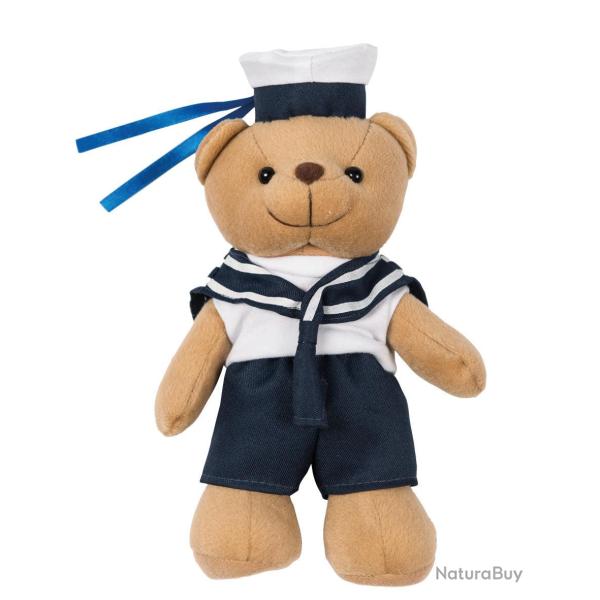 Peluche ours Mil-Tec en polyester hauteur 20 cm habill�e en tenue de marin - Bleu marine