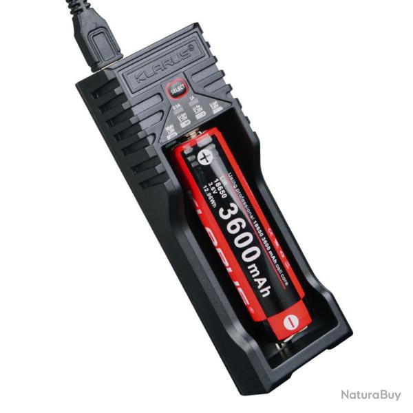Pile Klarus Chargeur simple K1 PRO une baie pour accumulateurs - Noir