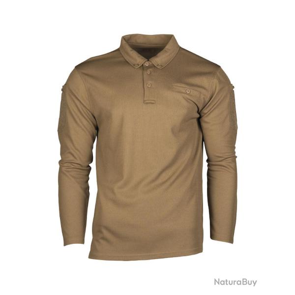 Polo tactique manches longues Mil-Tec en polyester � s�chage - Coyote / XXL