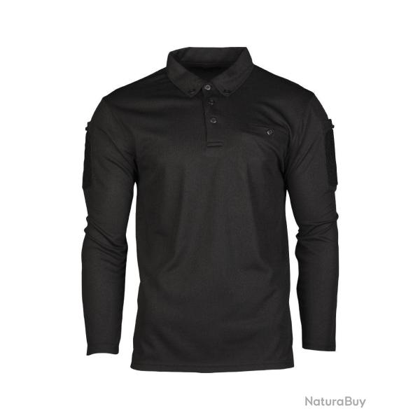 Polo tactique manches longues Mil-Tec en polyester � s�chage - Noir / M