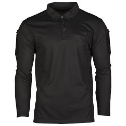 Polo tactique manches longues Mil-Tec en polyester &agrave; s&eacute;chage - Noir / XXL