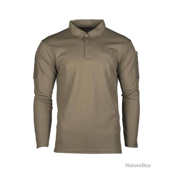 Polo tactique manches longues Mil-Tec en polyester � s�chage - Vert olive / XXL