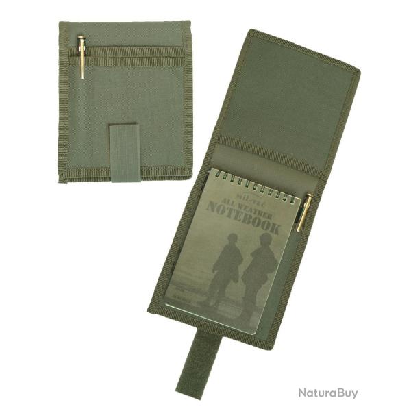 Porte-carnet Mil-Tec en polyester enduit PVC 14 x 16 cm - Vert olive