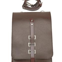 Porte-carte topographique est-allemand en cuir d'occasion - Marron