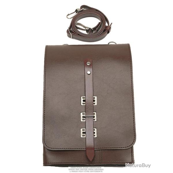 Porte-carte topographique est-allemand en cuir d'occasion - Marron
