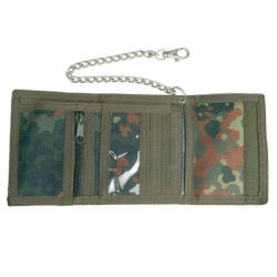 Portefeuille Mil-Tec &agrave; cha&icirc;ne m&eacute;tallique et mousqueton - Flecktarn
