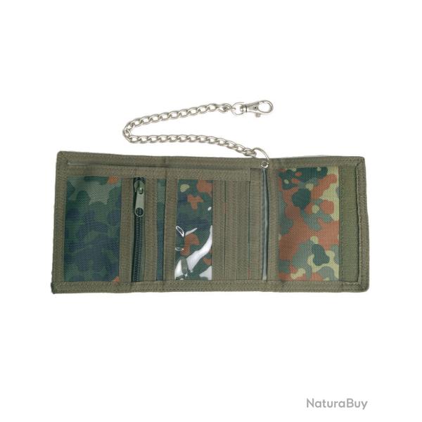 Portefeuille Mil-Tec � cha�ne m�tallique et mousqueton - Flecktarn