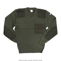 Pull &agrave; col V tch&egrave;que mod&egrave;le M97 de tenue de service, stock - Vert olive
