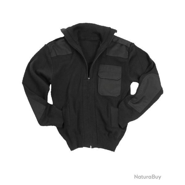 Pull militaire Mil-Tec en laine vierge 80 % renforts coudes - Noir / 54