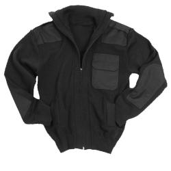 Pull militaire Mil-Tec en laine vierge 80 % renforts coudes - Noir / 56