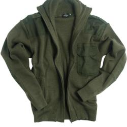 Pull militaire Mil-Tec en laine vierge 80 % renforts coudes - Vert olive / 54