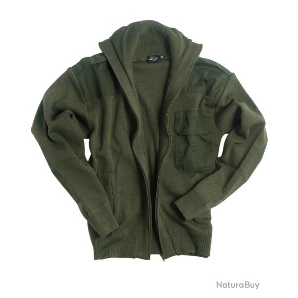 Pull militaire Mil-Tec en laine vierge 80 % renforts coudes - Vert olive / 56