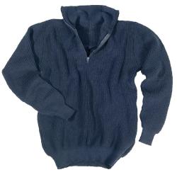 Pull Troyer Mil-Tec en polyacrylique 750 g/m&sup2; col &agrave; glissi&egrave;re - Bleu marine / 50