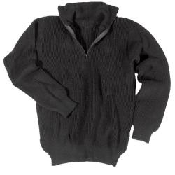 Pull Troyer Mil-Tec en polyacrylique 750 g/m&sup2; col &agrave; glissi&egrave;re - Noir / 56