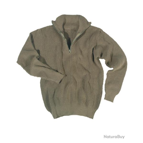 Pull Troyer Mil-Tec en polyacrylique 750 g/m� col � glissi�re - Vert olive / 56