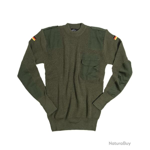Pull type Bundeswehr Mil-Tec en laine 80 % coudes renforc�s - Vert olive / 58