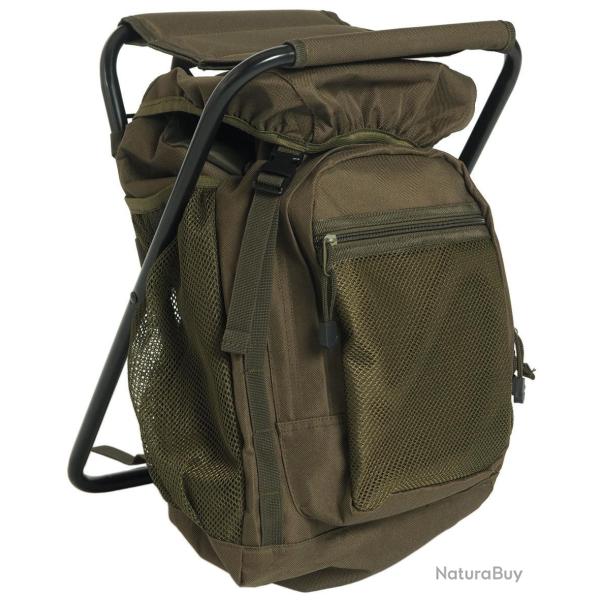 Sac � dos d'observation Mil-Tec 20 L en polyester avec si�ge - Vert olive