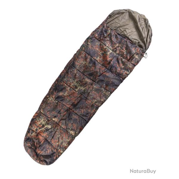 Sac de couchage Mil-Tec Commando �t� format momie polyester - Flecktarn / Zip � droite