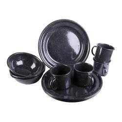 Service de table &eacute;maill&eacute; Mil-Tec 12 pi&egrave;ces - Noir