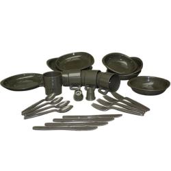 Set de table et couverts Mil-Tec 26 pi&egrave;ces en polypropyl&egrave;ne - Vert olive