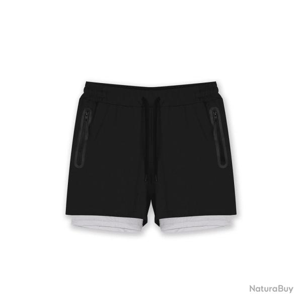 Short de sport Sprint 2-en-1 GK Undercover cuissard int�gr� - Noir / XL