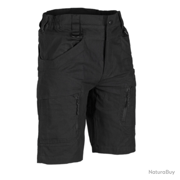 Short Mil-Tec Assault coton 100 % Ripstop avec poches cuisse - Noir / XXL