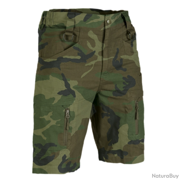 Short Mil-Tec Assault coton 100 % Ripstop avec poches cuisse - Woodland / XXL