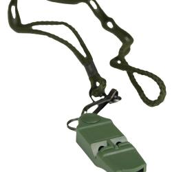 Sifflet de signalisation sans bille Mil-Tec en ABS avec cordon - Vert olive