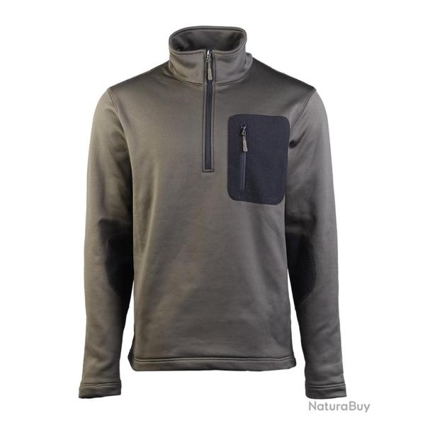 Sweat polaire Mil-Tec stretch zipp� avec renforts aux coudes - Vert olive / 3XL