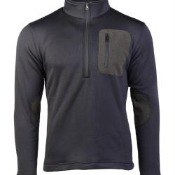 Sweat polaire Mil-Tec stretch zipp&eacute; avec renforts aux coudes - Noir / 3XL