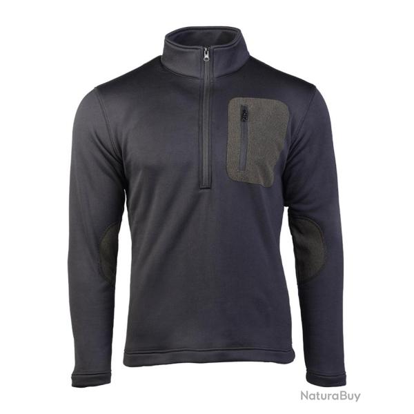 Sweat polaire Mil-Tec stretch zipp� avec renforts aux coudes - Noir / 3XL