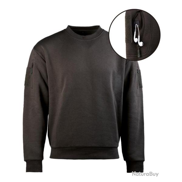 Sweat tactique Mil-Tec col rond en coton-polyester - Noir / 3XL