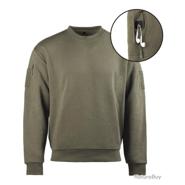 Sweat tactique Mil-Tec col rond en coton-polyester - Vert Ranger / 3XL