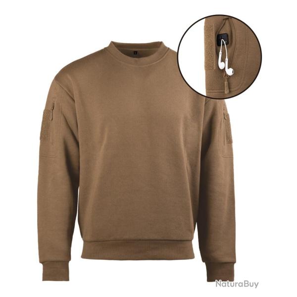 Sweat tactique Mil-Tec col rond en coton-polyester - Coyote / 3XL