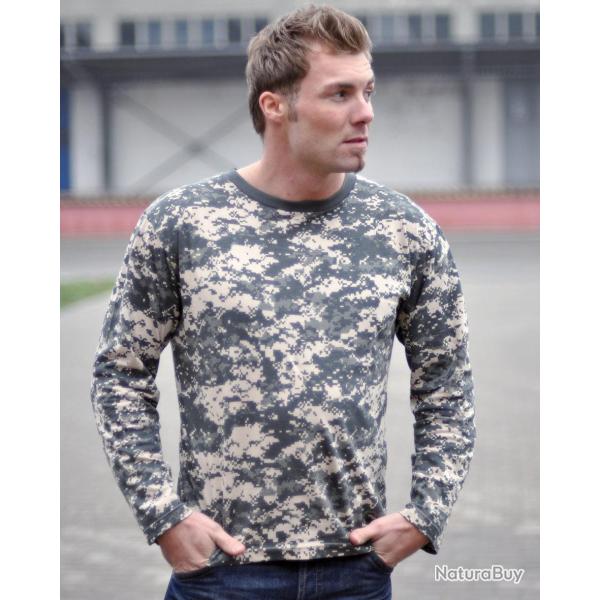 T-shirt � manches longues Mil-Tec en coton jersey - AT Digital / XXL