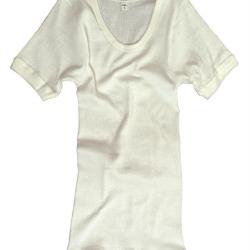 T-shirt c&ocirc;tel&eacute; Bundeswehr en pur coton de dotation, stock - Blanc