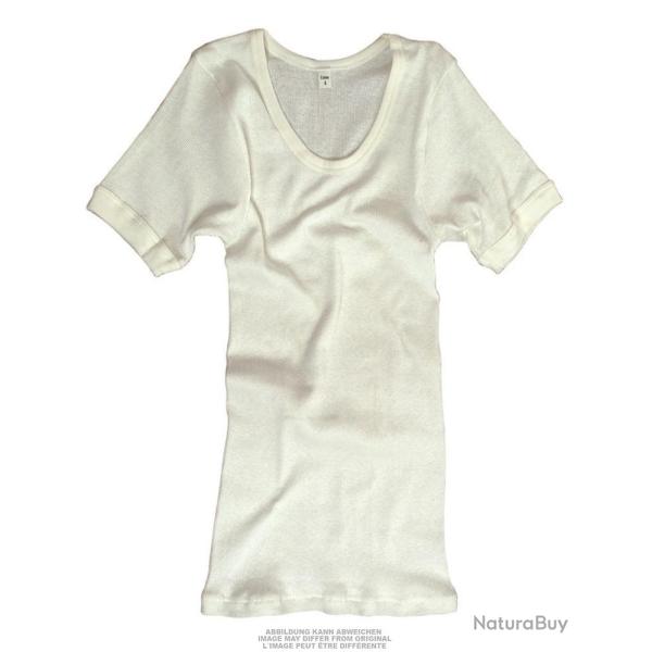 T-shirt c�tel� Bundeswehr en pur coton de dotation, stock - Blanc