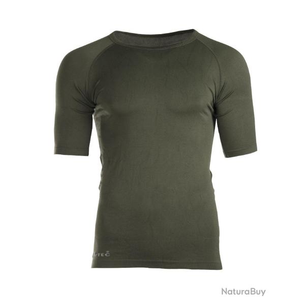 T-shirt de sport Mil-Tec en nylon et �lasthanne, coupe pr�s - Vert olive / S