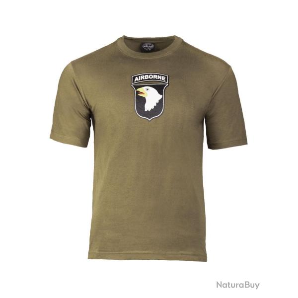 T-shirt imprim� 101st Airborne Mil-Tec en coton jersey - Vert olive / XL