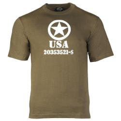 T-shirt imprim&eacute; Mil-Tec Allied Star en jersey simple de coton - Vert olive / XL