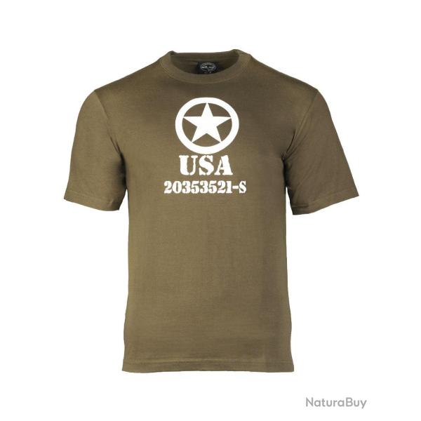 T-shirt imprim� Mil-Tec Allied Star en jersey simple de coton - Vert olive / XXL