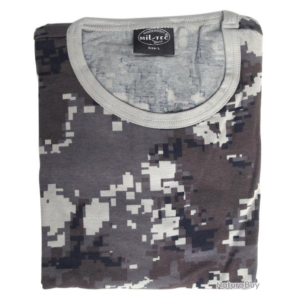 T-shirt Mil-Tec en maille extensible - Black Digital / S