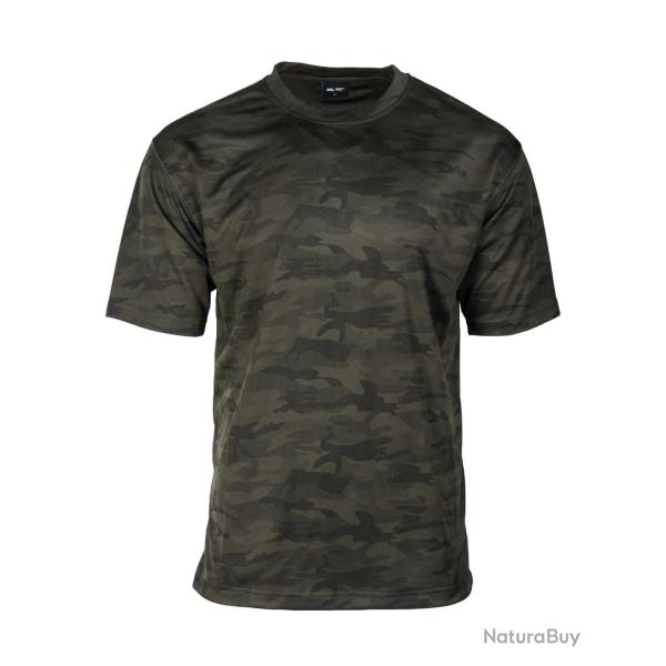T-shirt Mil-Tec en maille filet polyester respirante � s�chage - Woodland / L