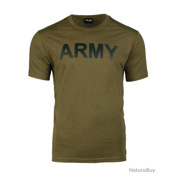 T-shirt Mil-Tec imprim� ARMY en coton et viscose, jersey - Vert olive / S